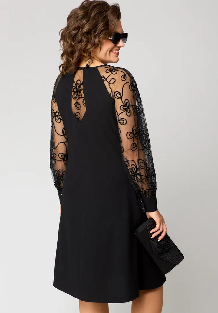 Elara - Lace-Sleeve Dress