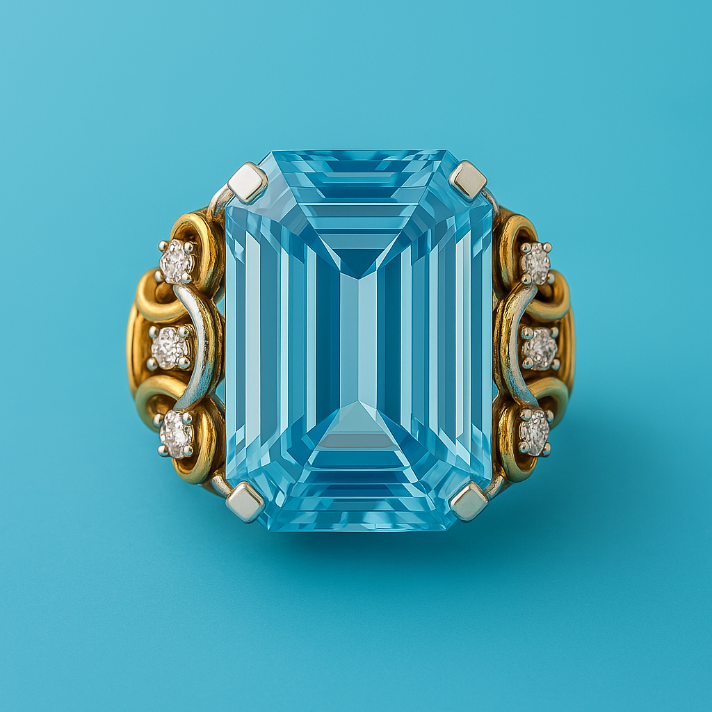 Melina - Vintage Blue Zircon Statement Ring