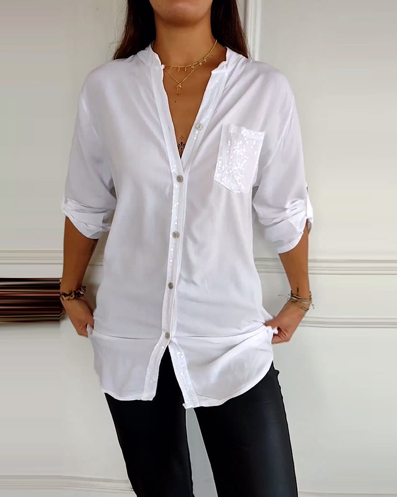 Veda - Paneled Relaxed Fit Sequin Top