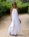 Brynn - Women’s Halter Slit Cotton Linen Maxi Dress