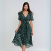 Talia - Stylish Deep V-Neck Printed Dress