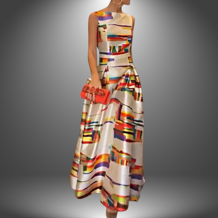Tatum - Elegant Printed Long Party Dress