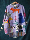 Lily - Unique Dog Art Print Cotton-Linen Shirt