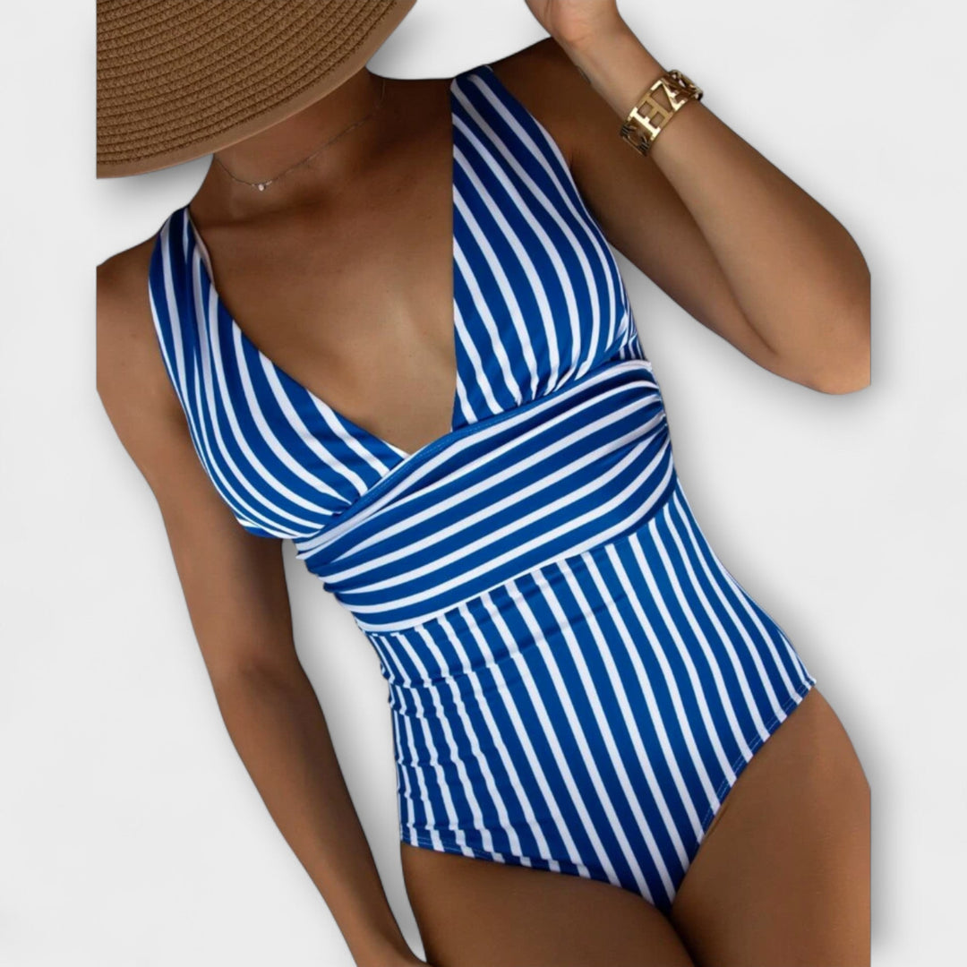 Haven - V-neck Striped One Piece Swimsuit