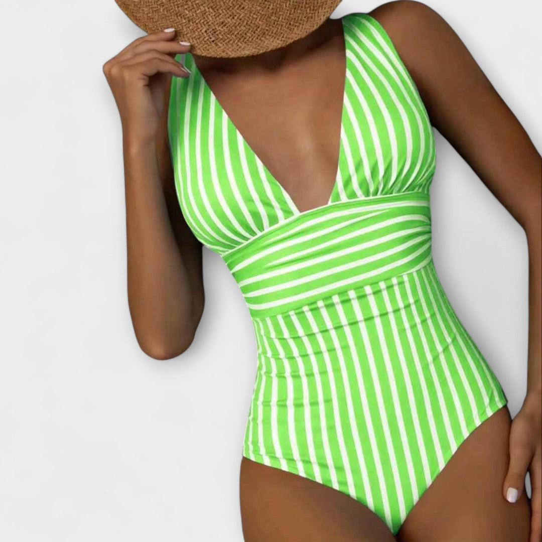 Haven - V-neck Striped One Piece Swimsuit