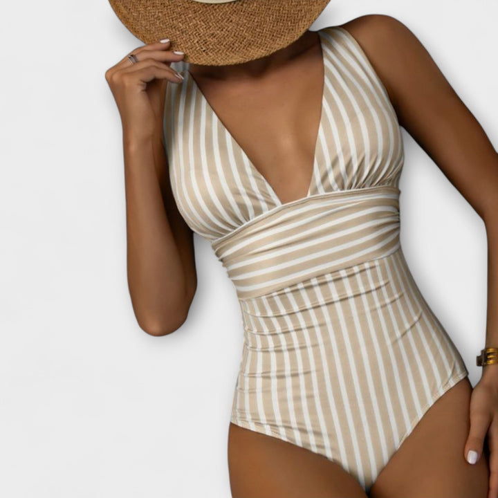 Haven - V-neck Striped One Piece Swimsuit