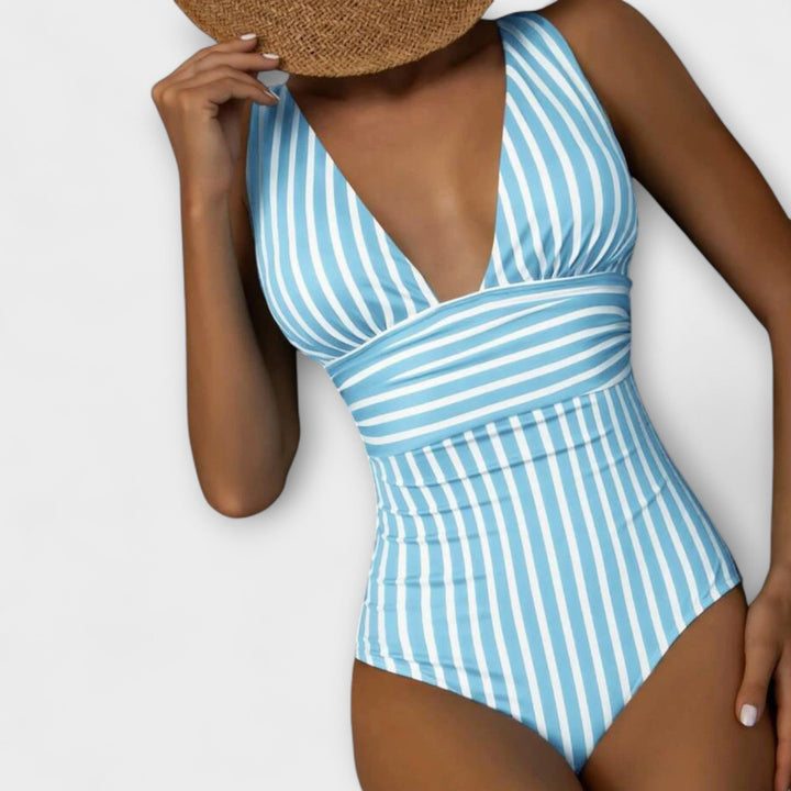 Haven - V-neck Striped One Piece Swimsuit