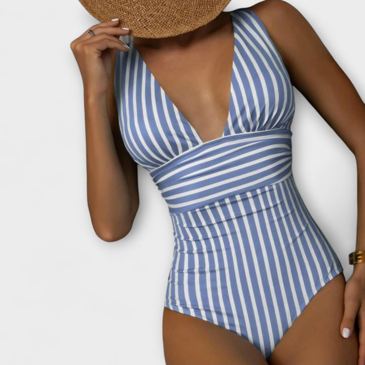 Haven - V-neck Striped One Piece Swimsuit