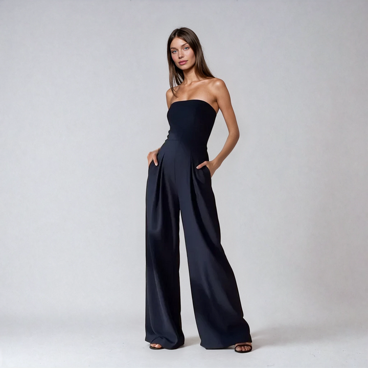 Lux - Elegant Off-Shoulder Cinched Waist Jumpsuit