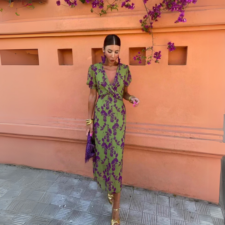 Maya - Stylish Cross-Border Pleated Print Dress