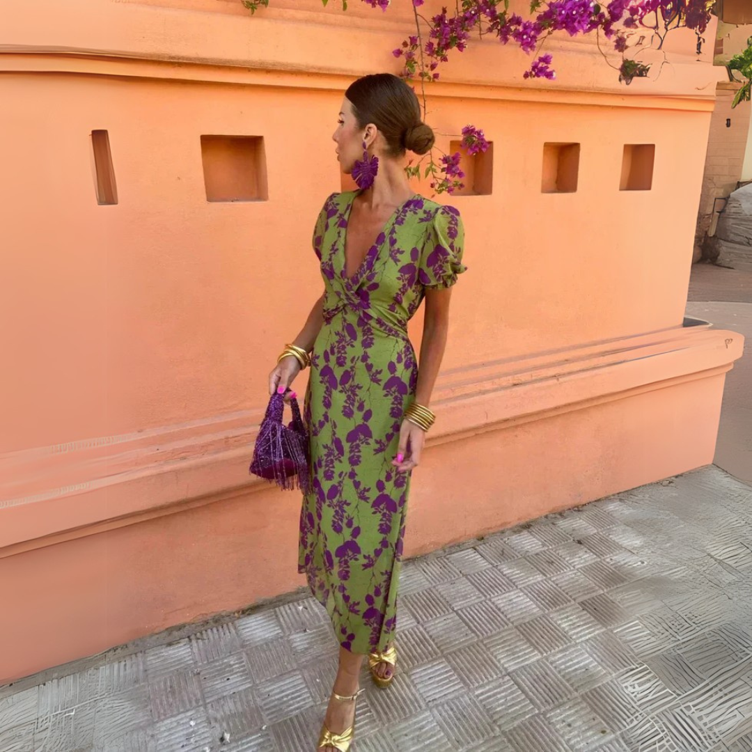 Maya - Stylish Cross-Border Pleated Print Dress