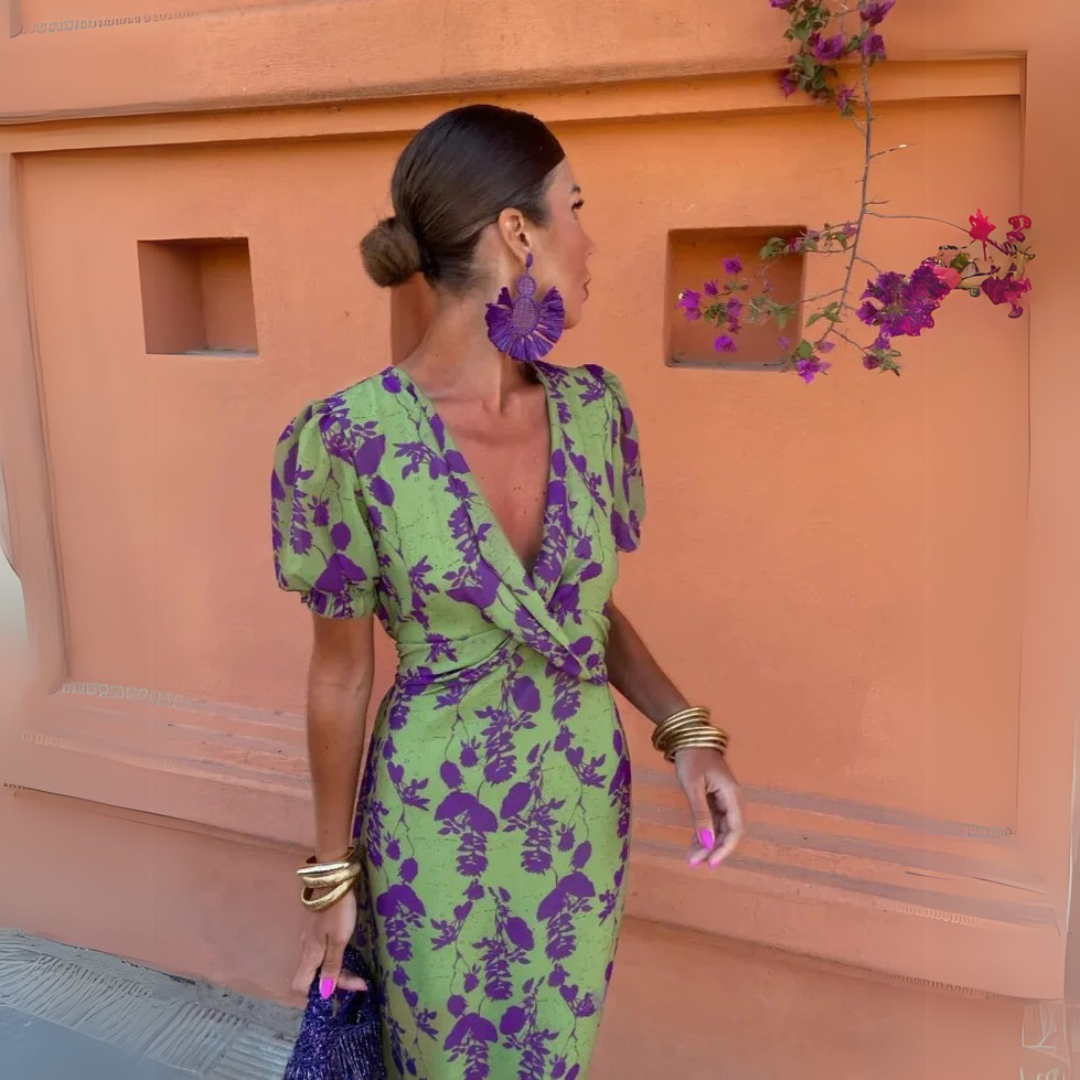 Maya - Stylish Cross-Border Pleated Print Dress