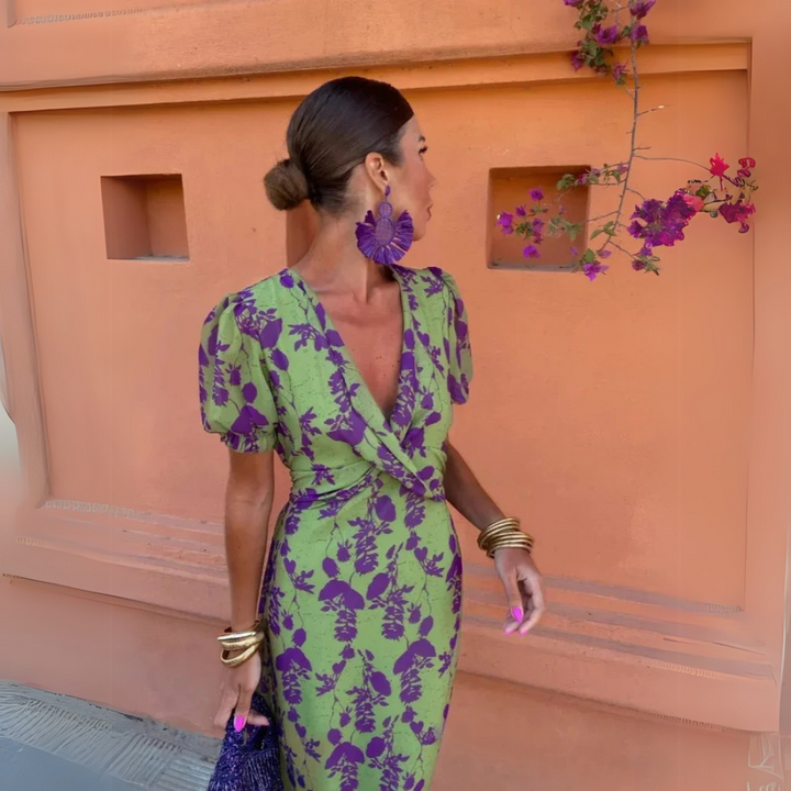 Maya - Stylish Cross-Border Pleated Print Dress