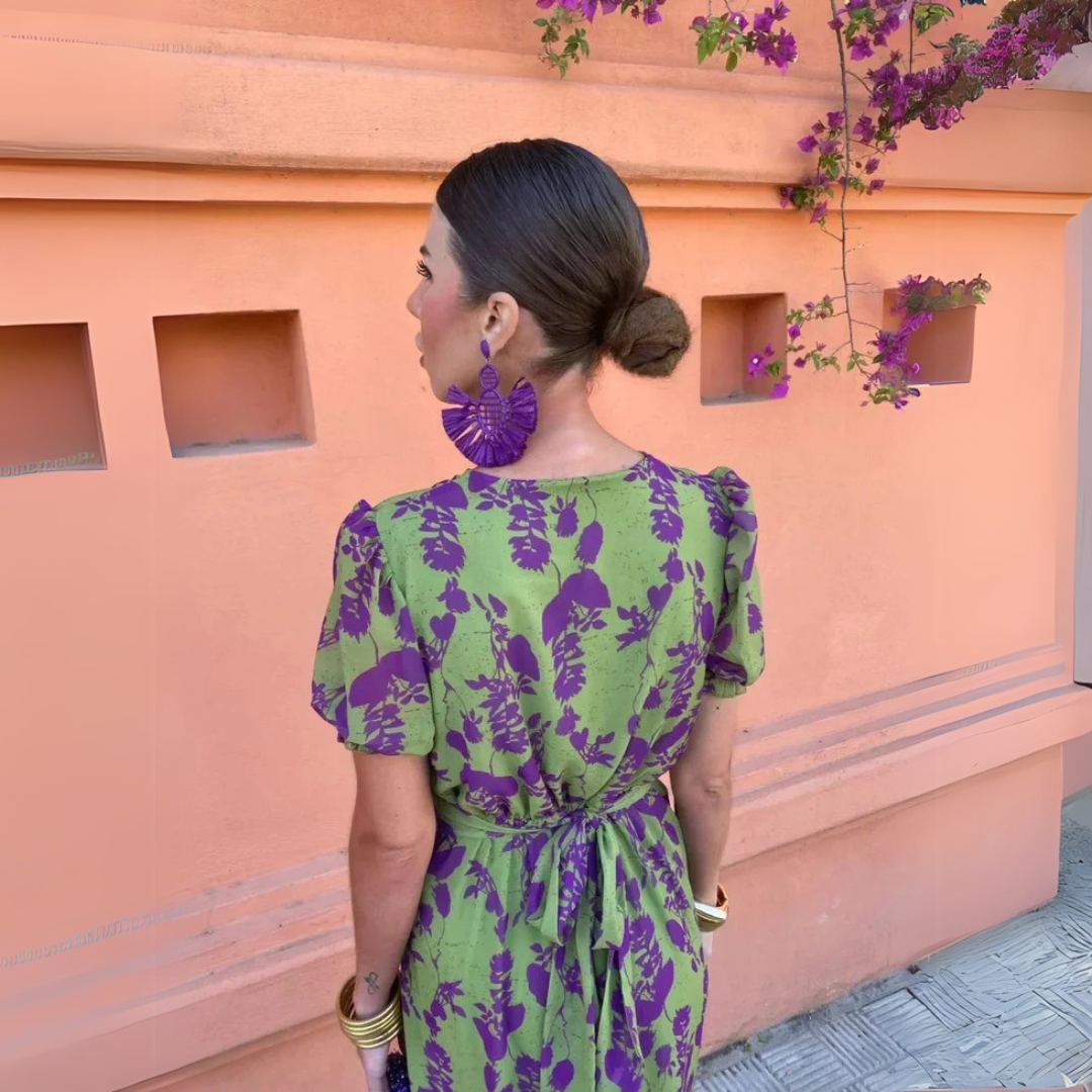 Maya - Stylish Cross-Border Pleated Print Dress