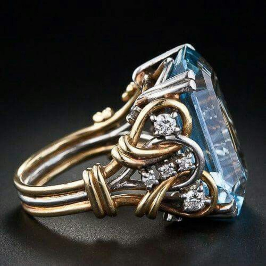 Melina - Vintage Blue Zircon Statement Ring