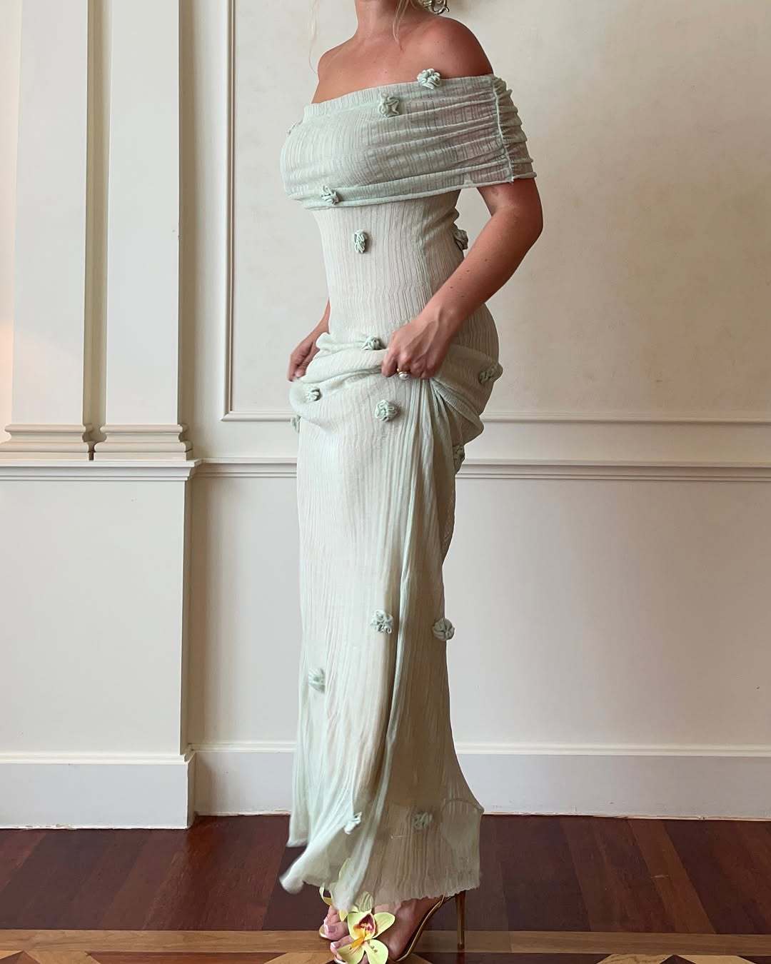 Lily - Women's Maternity Off-Shoulder Maxi Dress