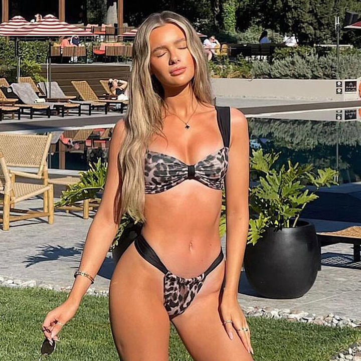 Calista - Leopard Print Three-Point Bikini Set