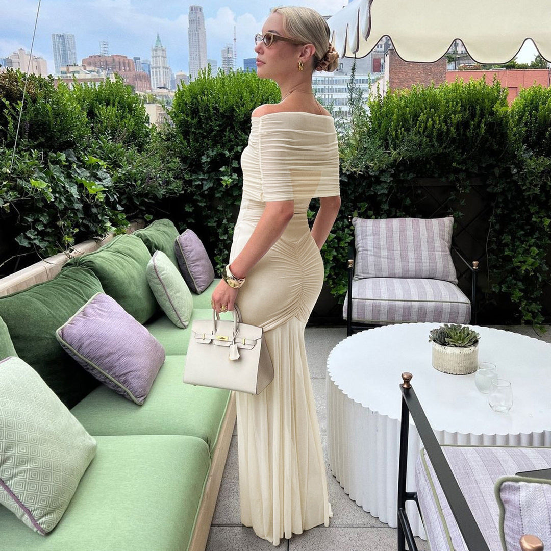 Emily - Tossy Off-Shoulder Mesh Long Party Dress