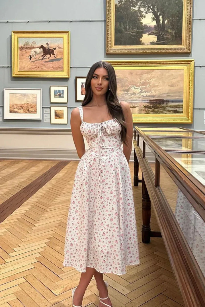 Chloe - Sleek Spaghetti Strap Corset Midi Dress