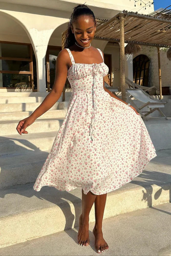 Chloe - Sleek Spaghetti Strap Corset Midi Dress