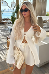 Bellamy - Flared Sleeve Lace Up Shirt and Shorts Set