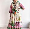 Mia - Elegant Printed Lantern Sleeve Dress