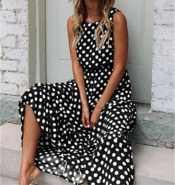 Paige - Boho Polka Dot Long Maxi Dress