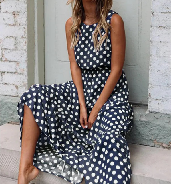 Paige - Boho Polka Dot Long Maxi Dress