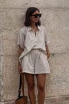 Heidi - Vintage Style Stripes Shirt and Short Set