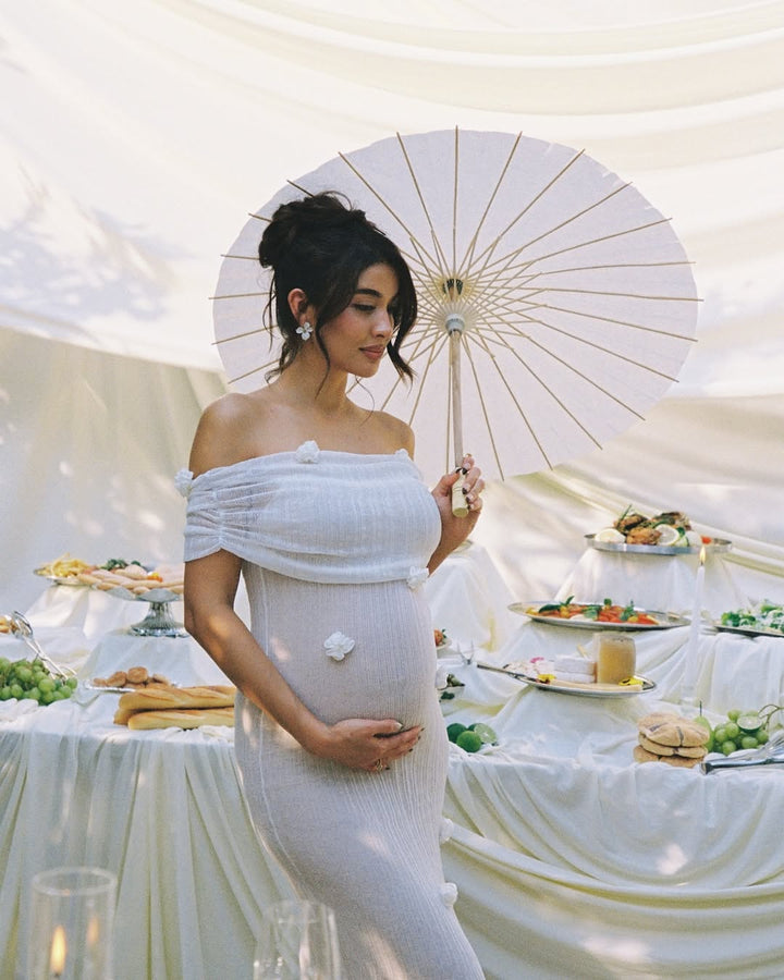 Lily - Women's Maternity Off-Shoulder Maxi Dress