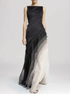 Chloe - Boat Neck Gradient Patchwork Women Party Dress