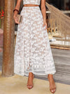 Oriana - Elegant Lace Tung Palm Pattern Midi Skirt