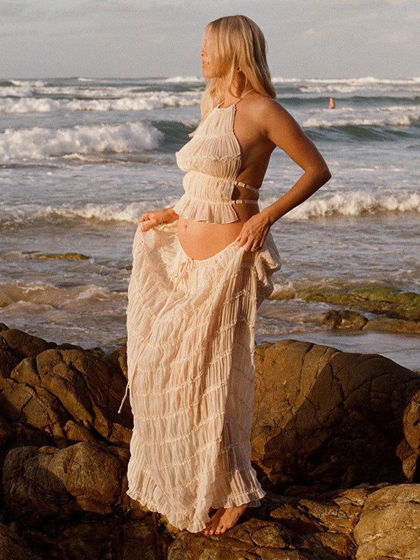 Luna - Maternity Halter Neck Two-Piece Set