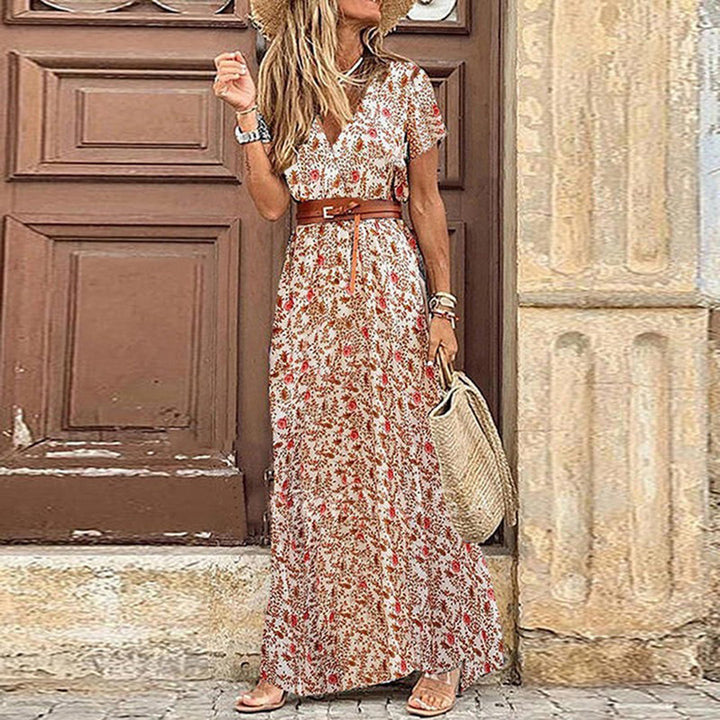 Jazzara - Vintage V-Neck Belted Midi Dress