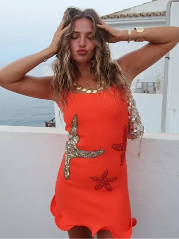 Valencia - Sequins Stars Sleeveless Mini Dress