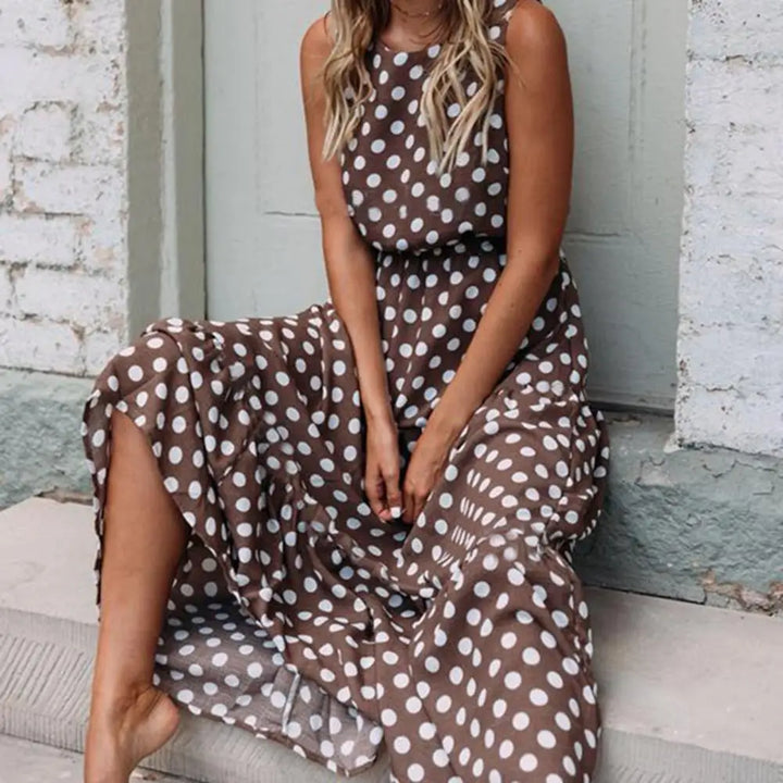 Paige - Boho Polka Dot Long Maxi Dress