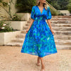 Maura - Boho Floral Print V-neck Midi Dress