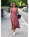 Nora - Split Hem Floral Wrap Midi Dress