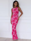 Calliope - Floral Appliqué Mesh Maxi Dress
