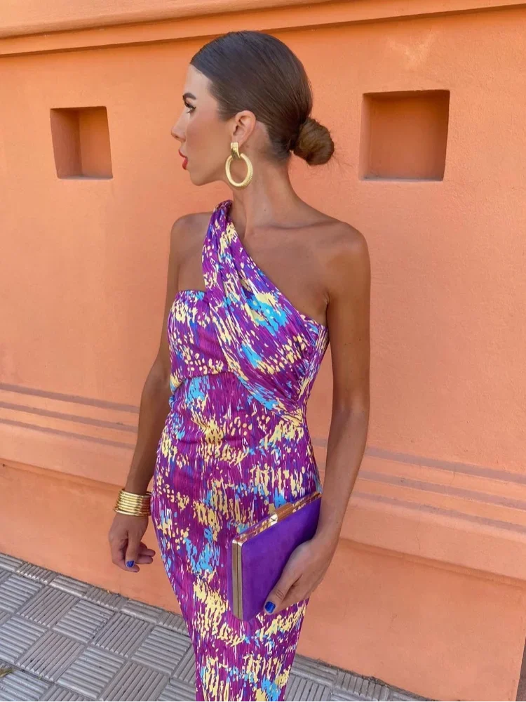 Hannah - Trendy Printed One-Shoulder Maxi Dress