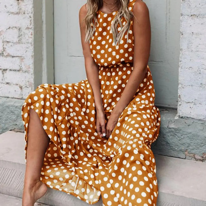 Paige - Boho Polka Dot Long Maxi Dress