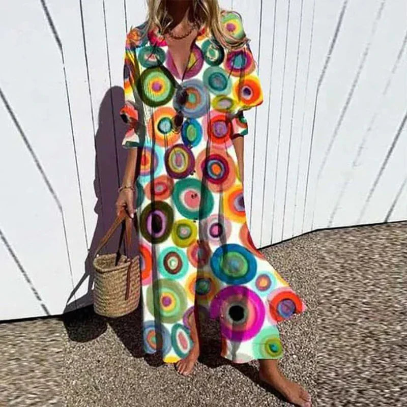 Rachel - Elegant Printed Loose Boho Maxi Dress