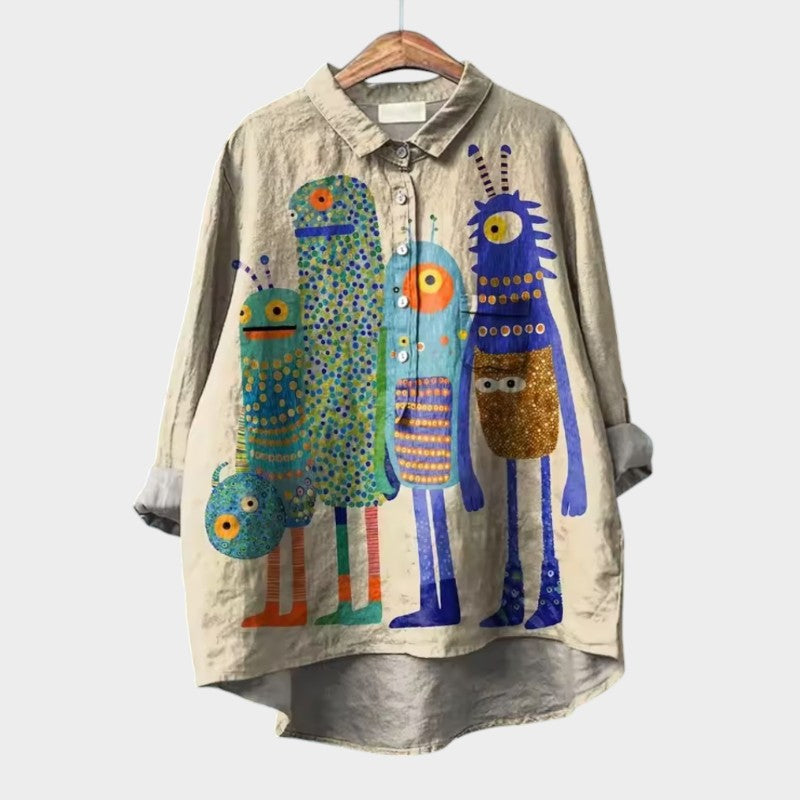 Isolde - Vintage Loose-Fit Printed Top