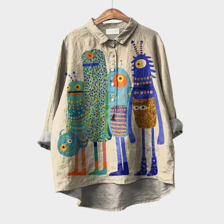 Isolde - Vintage Loose-Fit Printed Top