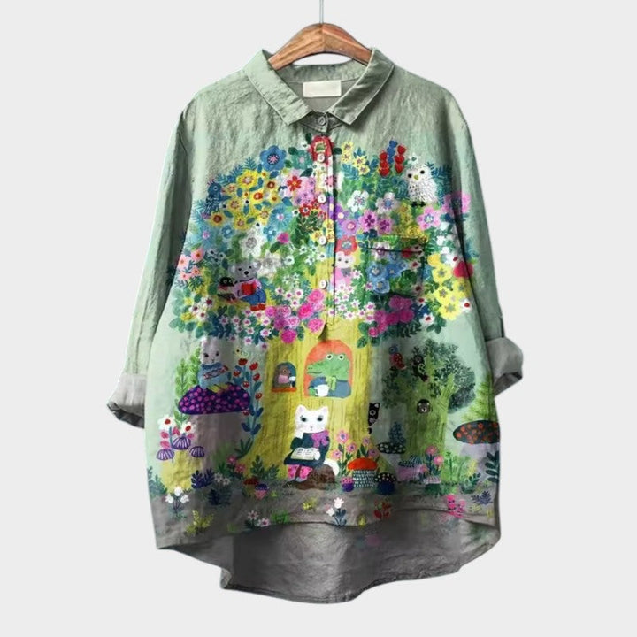 Isolde - Vintage Loose-Fit Printed Top