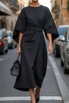 Olivia - Round Neck Lantern Sleeve High Waist Dress