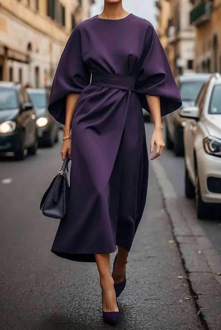 Mila - Stylish High Waist Bat Sleeves Dress