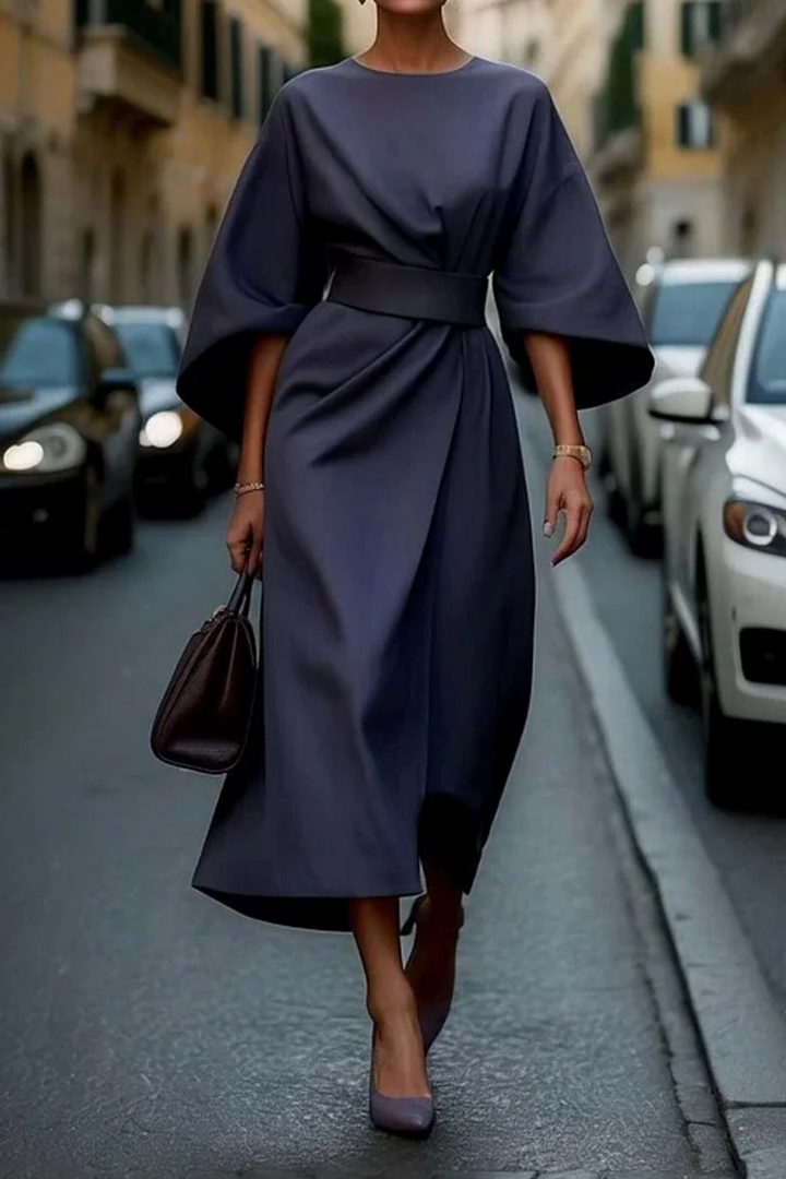 Mila - Stylish High Waist Bat Sleeves Dress