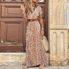 Luna - Bohemian Paisley Print V-Neck Long Dress