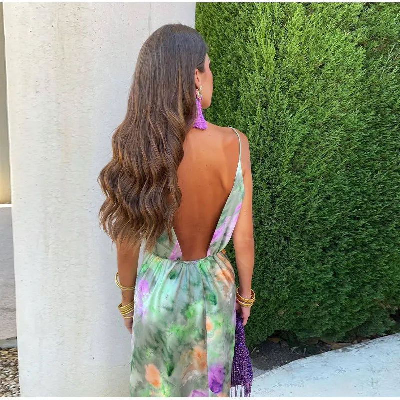 Aubrey - Elegant Detachable Scarf Halo Dye Maxi Dress